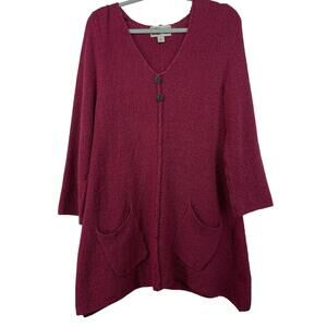 Habitat Size S Oversized Tunic Sweater Burgundy Sharkbite Hem‎ Lagenlook Pockets